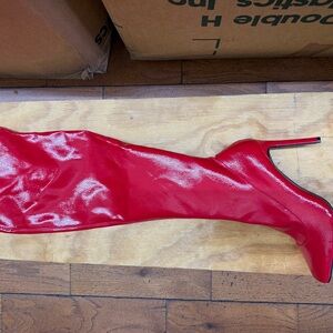 INC International Concepts Shiny Red Heeled Boots
